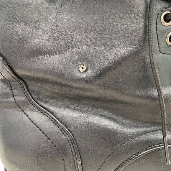 Robert Wayne Black Pleather Cap Toe Fold Top Combat Ankle Boot Womens 8.5 Casual - Picture 11 of 11